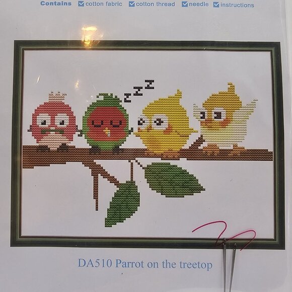 Maydear Parrot on the Treetop Cross Stitch Kit Pre-Printed Fabric - Picture 3 of 5